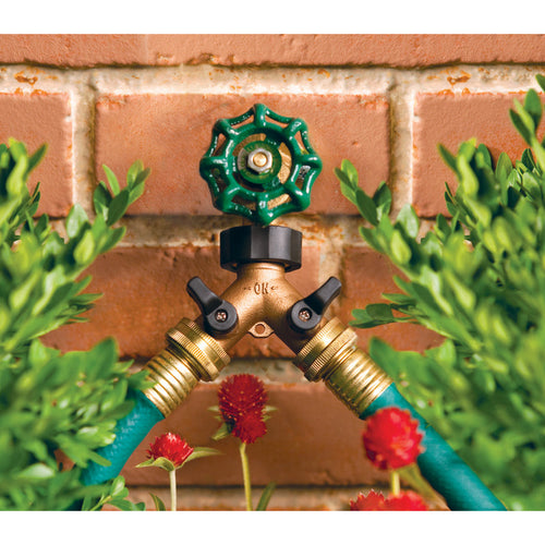 Orbit Brass 2-Way Shut-Off Hose Y Adapter
