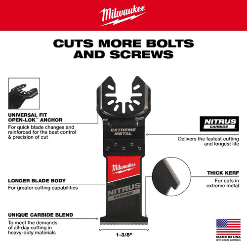 Milwaukee 1-3/8 NITRUS™ Carbide Extreme Metal Universal Fit Oscillating Multi-Tool Blade (1 PK)